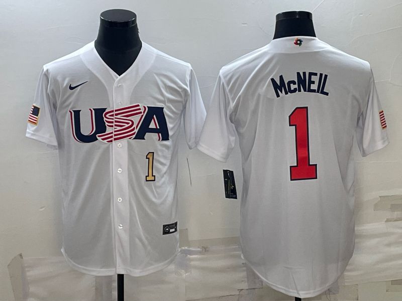 Men 2023 World Cub USA #1 Mcneil White Nike MLB Jersey8->more jerseys->MLB Jersey